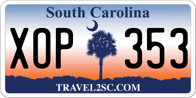 SC license plate XOP353