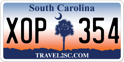 SC license plate XOP354