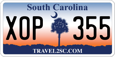 SC license plate XOP355
