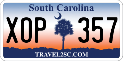 SC license plate XOP357