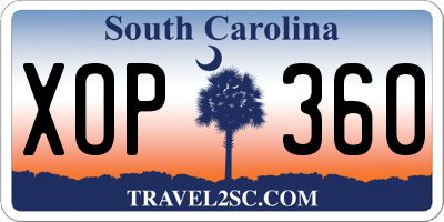 SC license plate XOP360