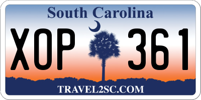 SC license plate XOP361