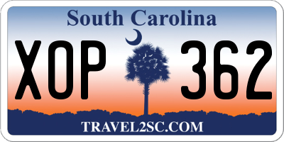 SC license plate XOP362