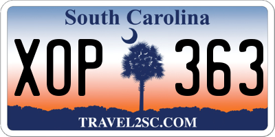 SC license plate XOP363