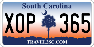 SC license plate XOP365