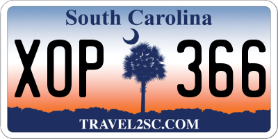 SC license plate XOP366