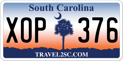 SC license plate XOP376