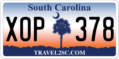 SC license plate XOP378