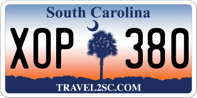 SC license plate XOP380