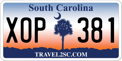 SC license plate XOP381