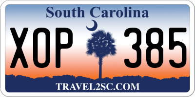 SC license plate XOP385