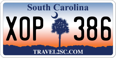 SC license plate XOP386