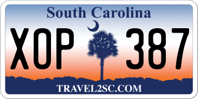 SC license plate XOP387