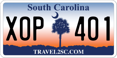 SC license plate XOP401
