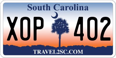 SC license plate XOP402