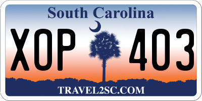 SC license plate XOP403