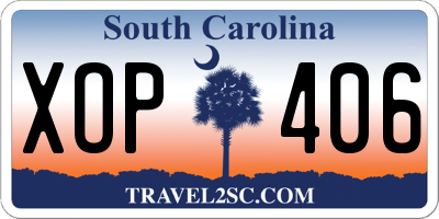 SC license plate XOP406