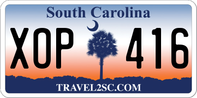 SC license plate XOP416