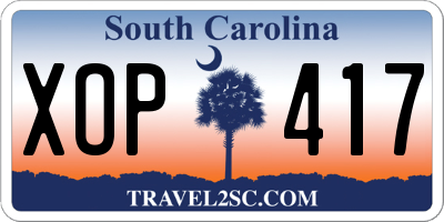 SC license plate XOP417