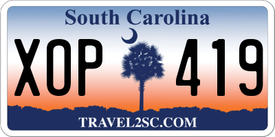 SC license plate XOP419