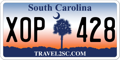 SC license plate XOP428