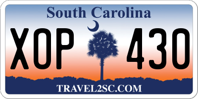 SC license plate XOP430