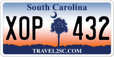 SC license plate XOP432