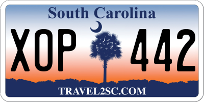 SC license plate XOP442