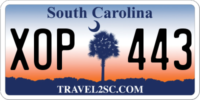 SC license plate XOP443