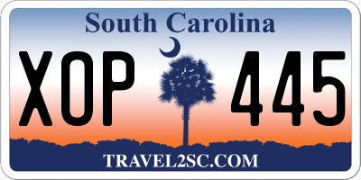 SC license plate XOP445