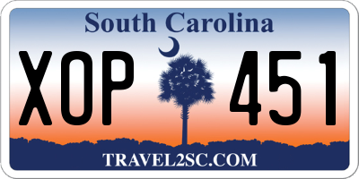 SC license plate XOP451