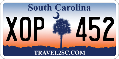 SC license plate XOP452