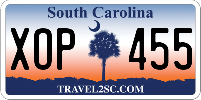 SC license plate XOP455