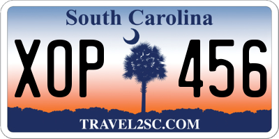 SC license plate XOP456