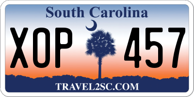 SC license plate XOP457