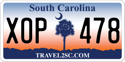 SC license plate XOP478