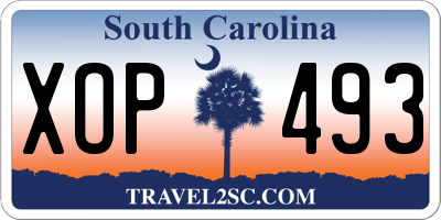 SC license plate XOP493