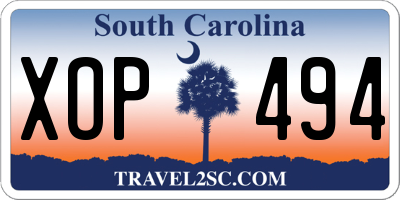 SC license plate XOP494