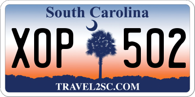 SC license plate XOP502