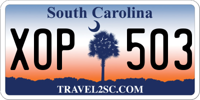 SC license plate XOP503