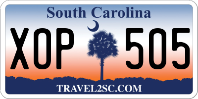 SC license plate XOP505