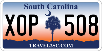 SC license plate XOP508