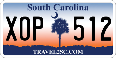 SC license plate XOP512