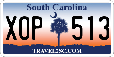 SC license plate XOP513
