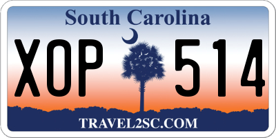 SC license plate XOP514