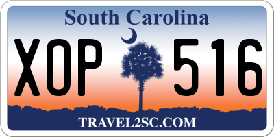 SC license plate XOP516