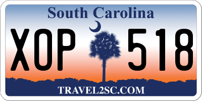 SC license plate XOP518