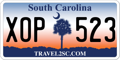 SC license plate XOP523