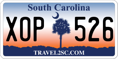 SC license plate XOP526
