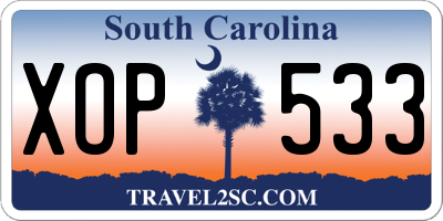 SC license plate XOP533